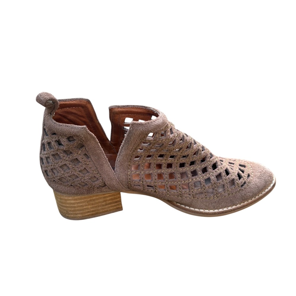 Jeffrey Campbell Womens 7 Cienega Ankle Bootie Taupe Suede Lattice Boho Festival - Picture 7 of 9